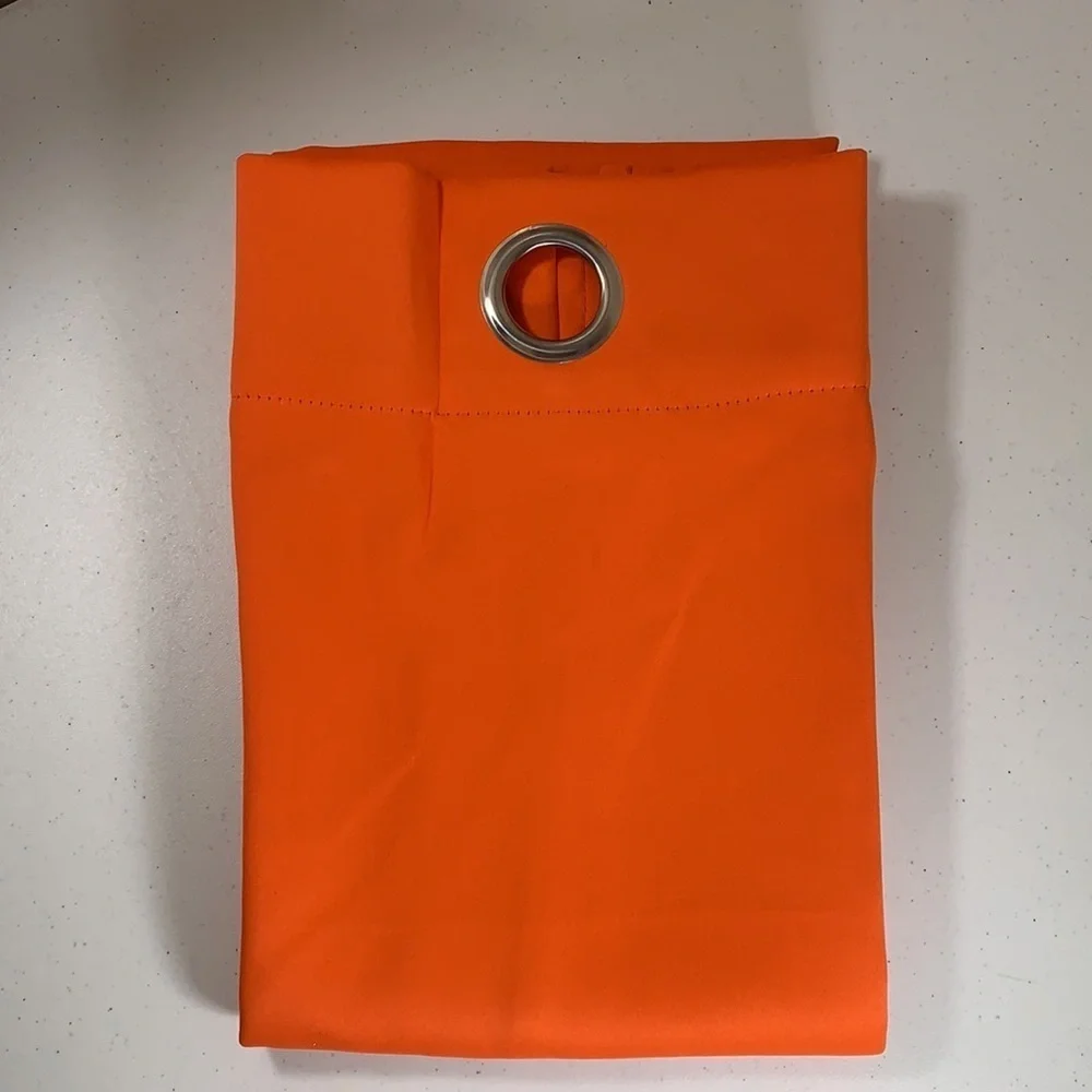 Orange Solid Curtain Panel Grommets 43